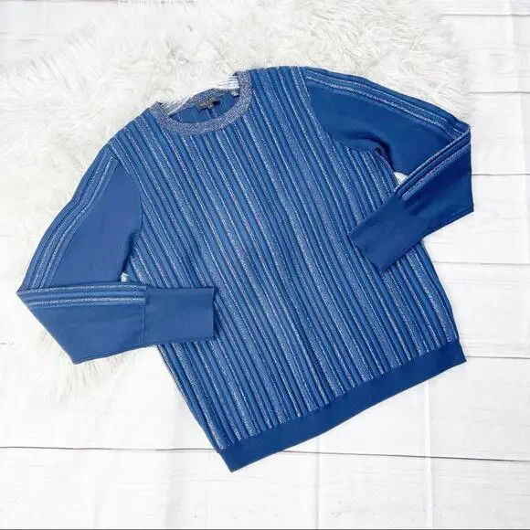 Ted‎ Baker Women's Myree Pullover Metallic Striped Jumper Sweater Size 12 - Picture 2 of 5